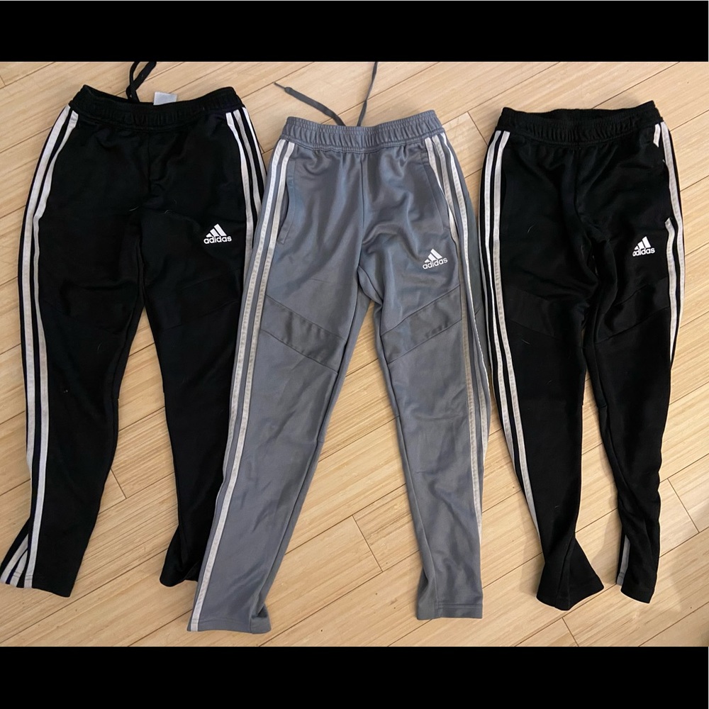 3 pairs of Adidas track sweatpants size S (9-10)